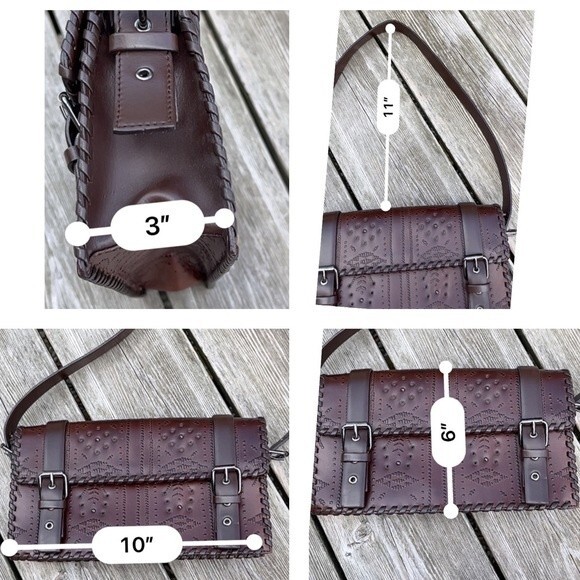 Francesco Biasia Tooled Leather Rectangular Shoulder Bag NWOT - Picture 14 of 14